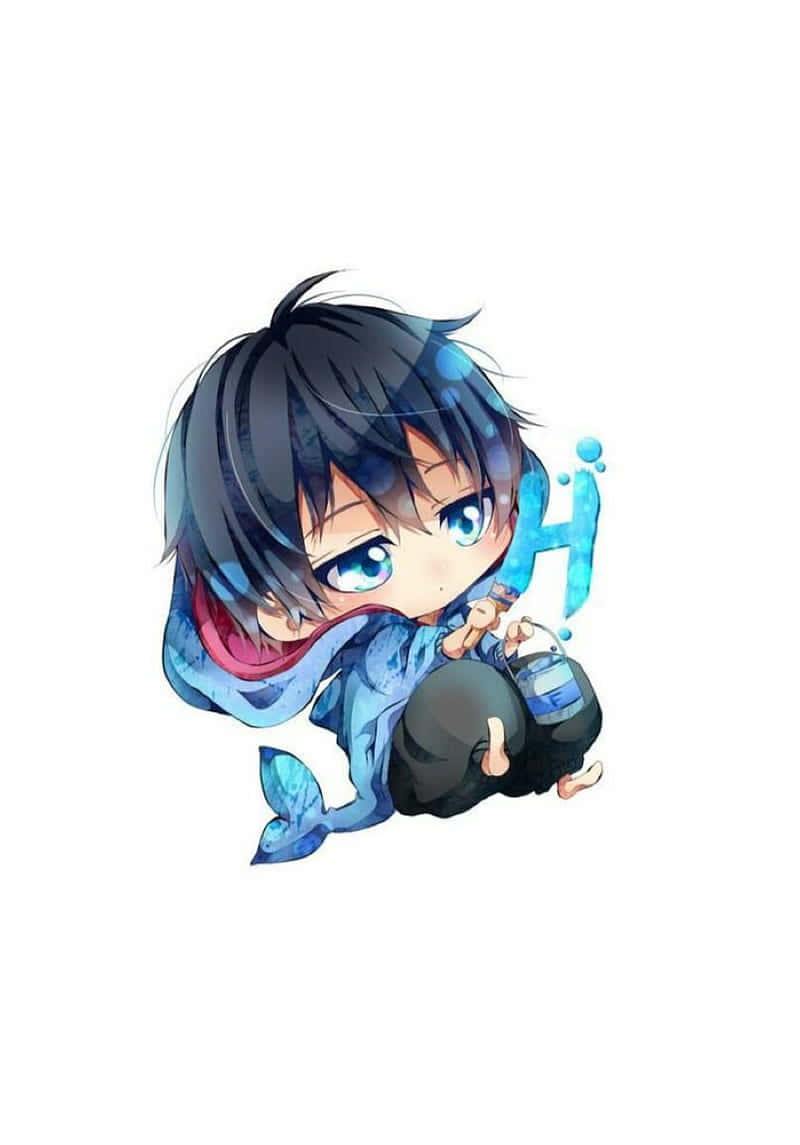 Baby Anime, chibi anime boy, blue hair, SD Phone Wallpaper