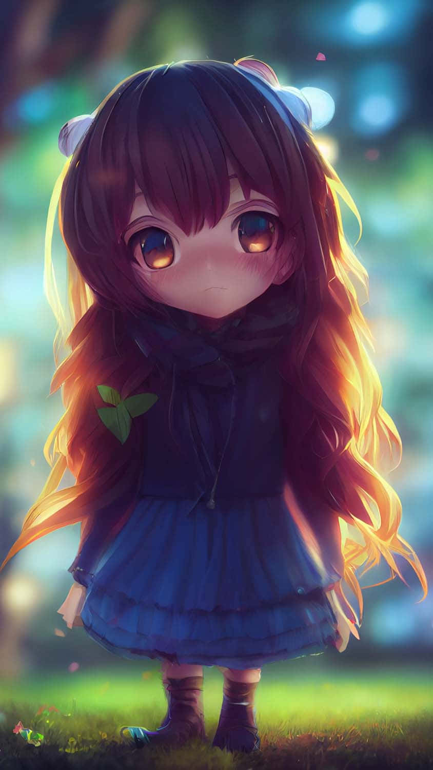 Baby Anime, chibi anime girl, long dark hair, HD Phone Wallpaper