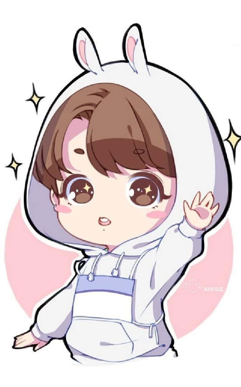 baby anime, anime-style character, white bunny hoodie, HD Phone Wallpaper