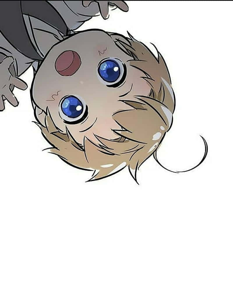 anime-style mouse, big blue eyes, messy brown hair, SD Phone Wallpaper