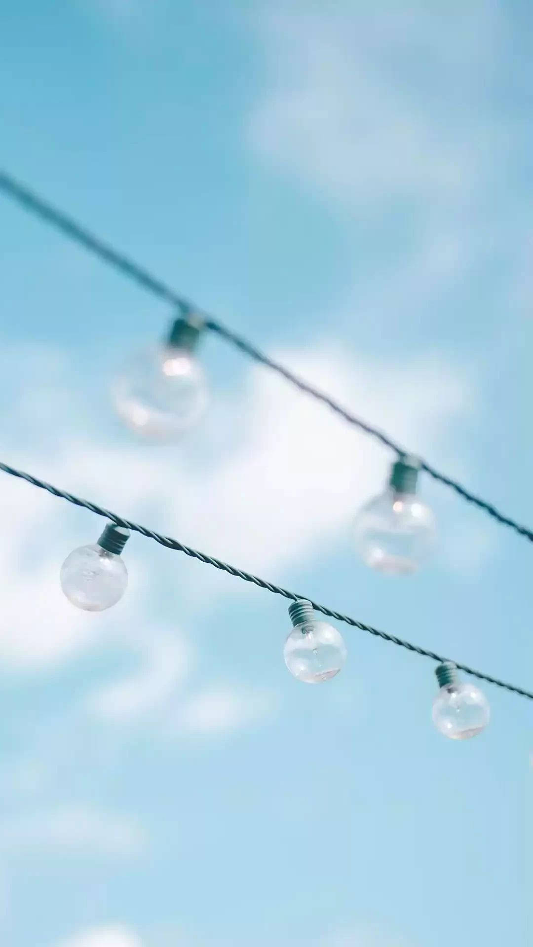 baby blue sky, clear glass globe lights, soft blue sky, Full HD Phone Wallpaper