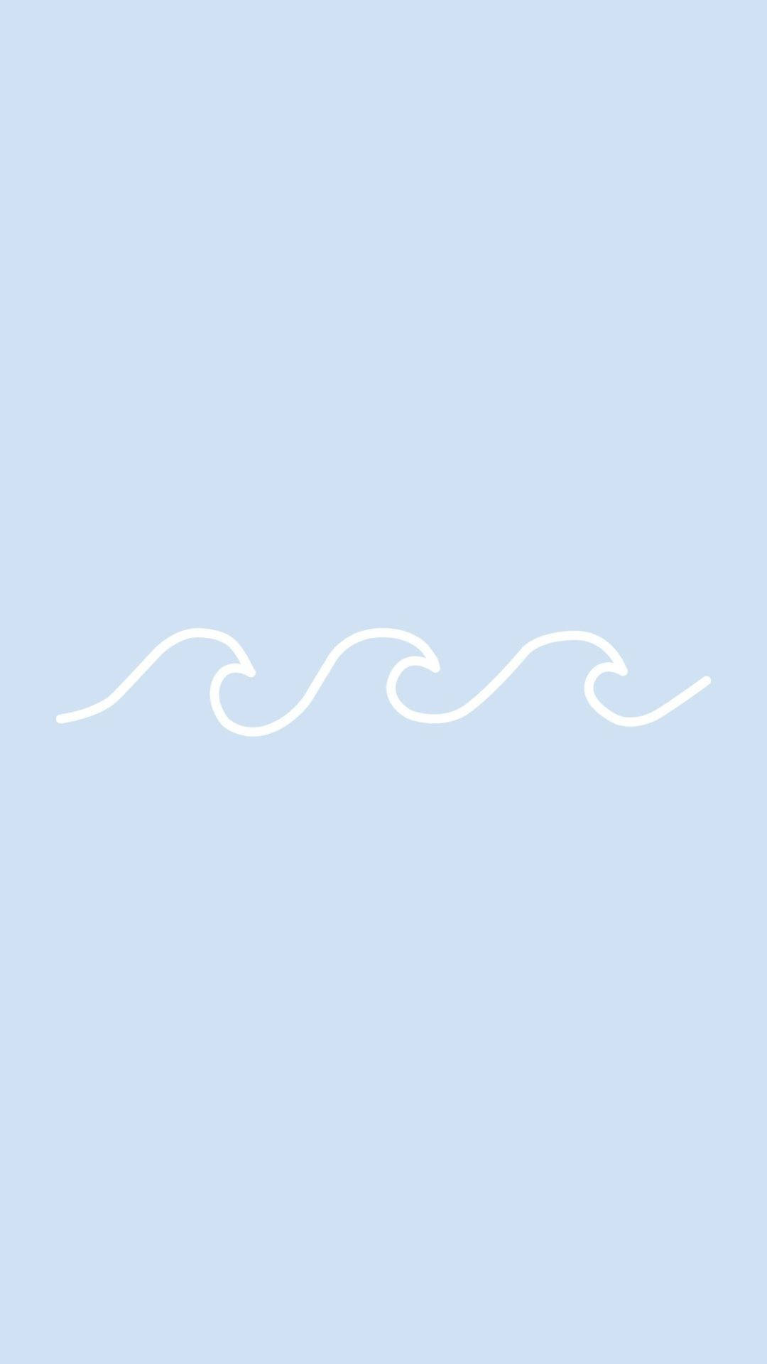 Baby Blue, little waves, minimalist white wave line, Full HD Phone Wallpaper