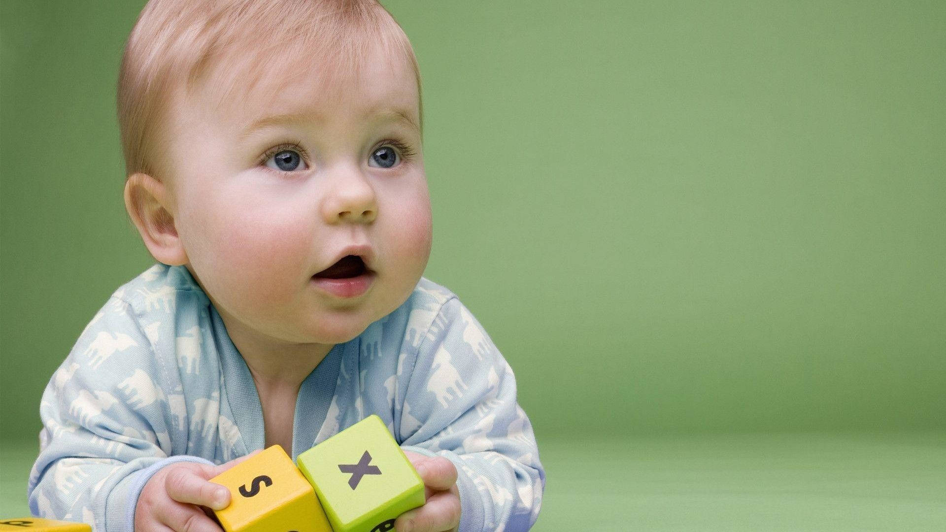 baby boy, colorful alphabet blocks, blue eyes, Full HD Desktop Wallpaper