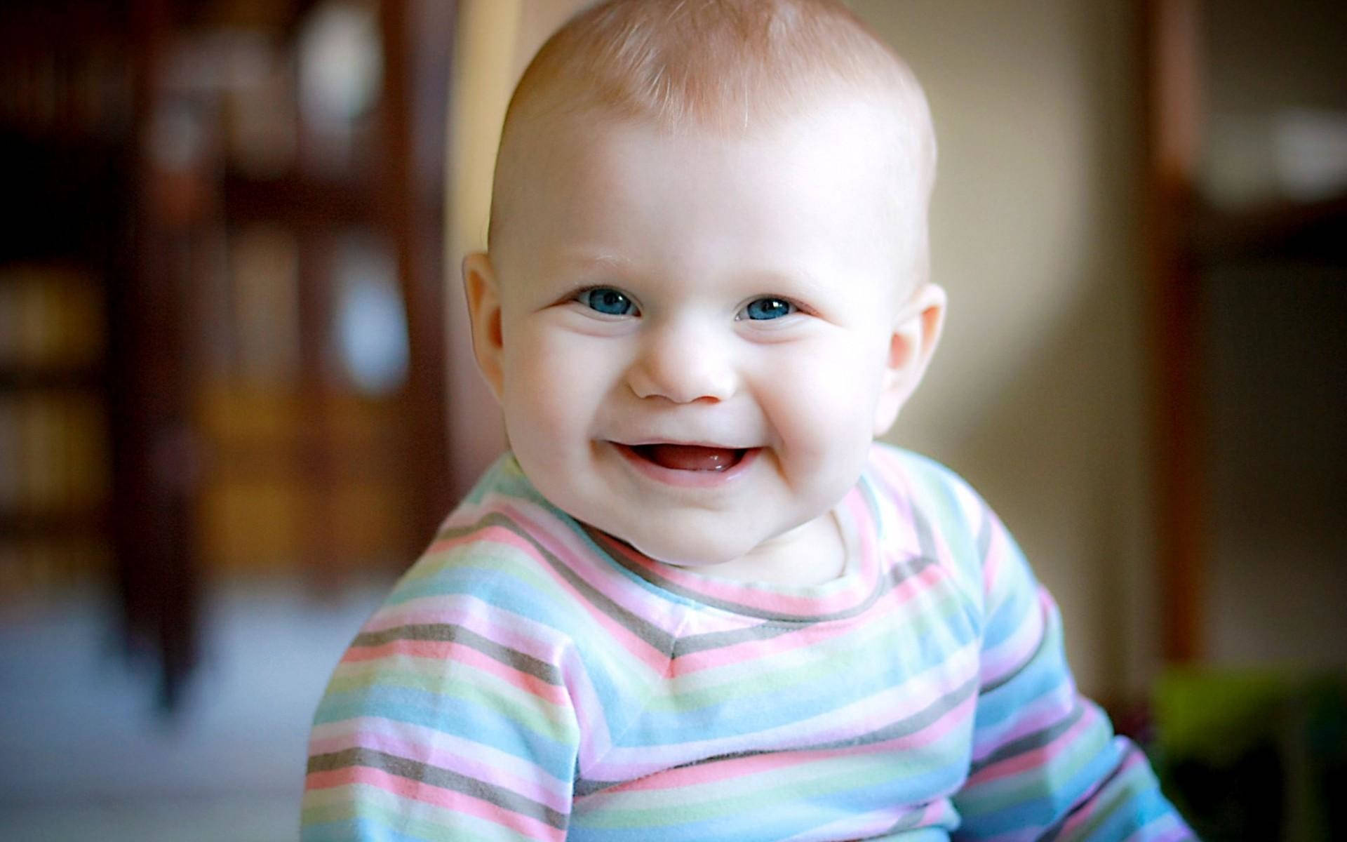 baby boy, bright blue eyes, colorful striped shirt, Full HD Desktop Wallpaper