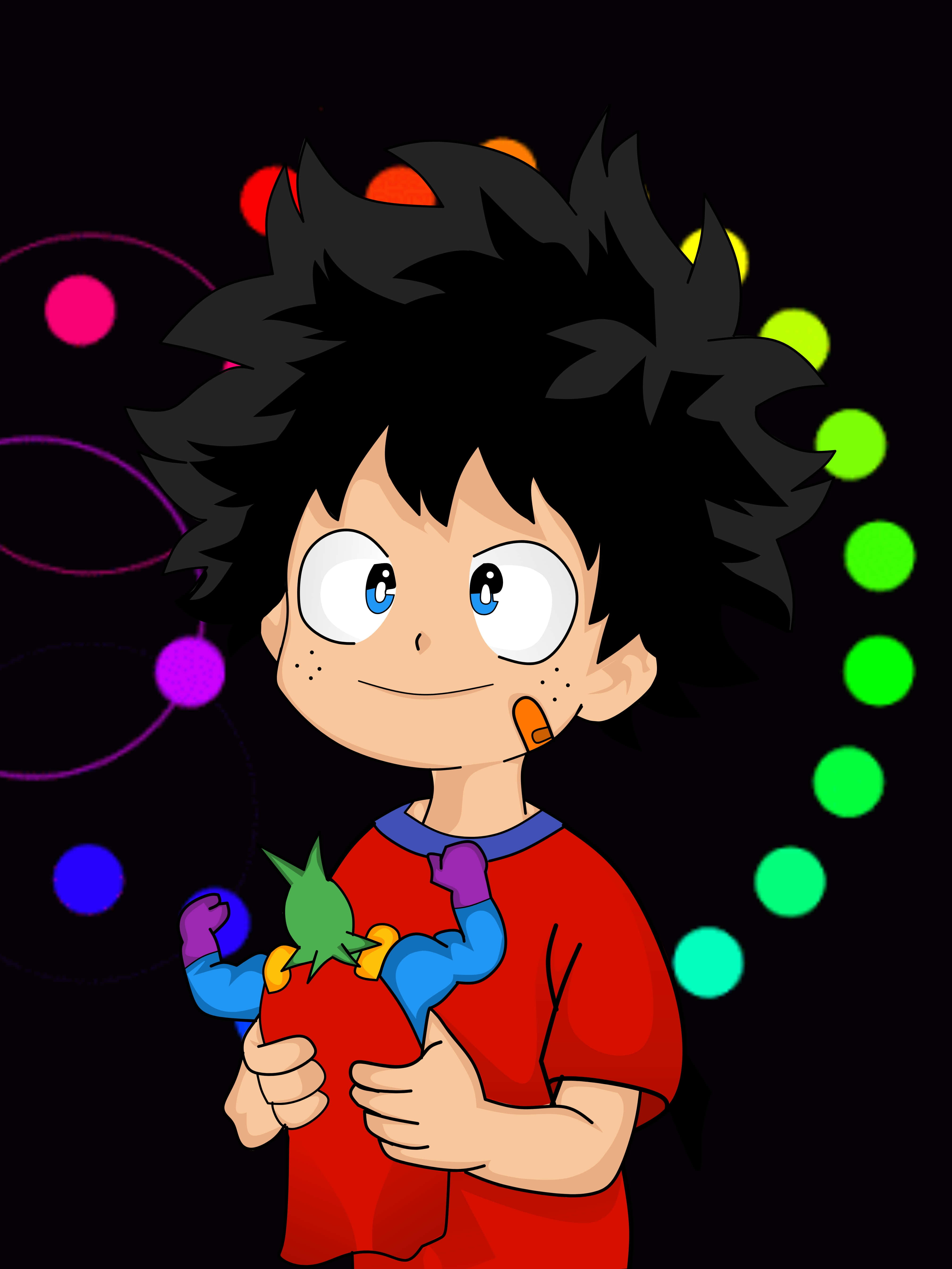 Baby Deku, spiky black hair, red chili pepper, 5K Phone Wallpaper