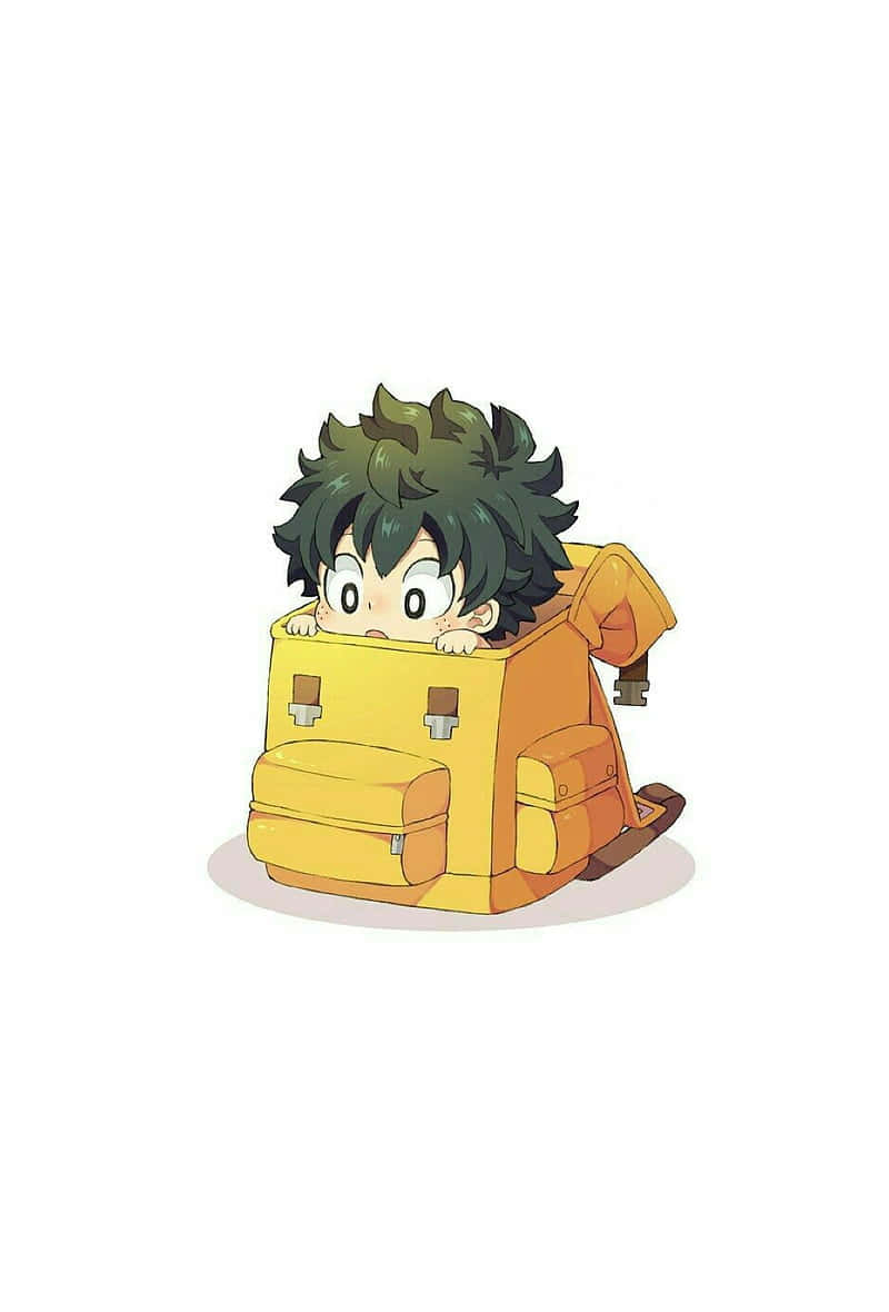 Baby Deku, green hair, yellow backpack, SD Phone Wallpaper