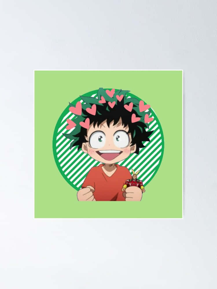 Baby Deku, spiky black hair, hearts floating around him, SD Phone Wallpaper
