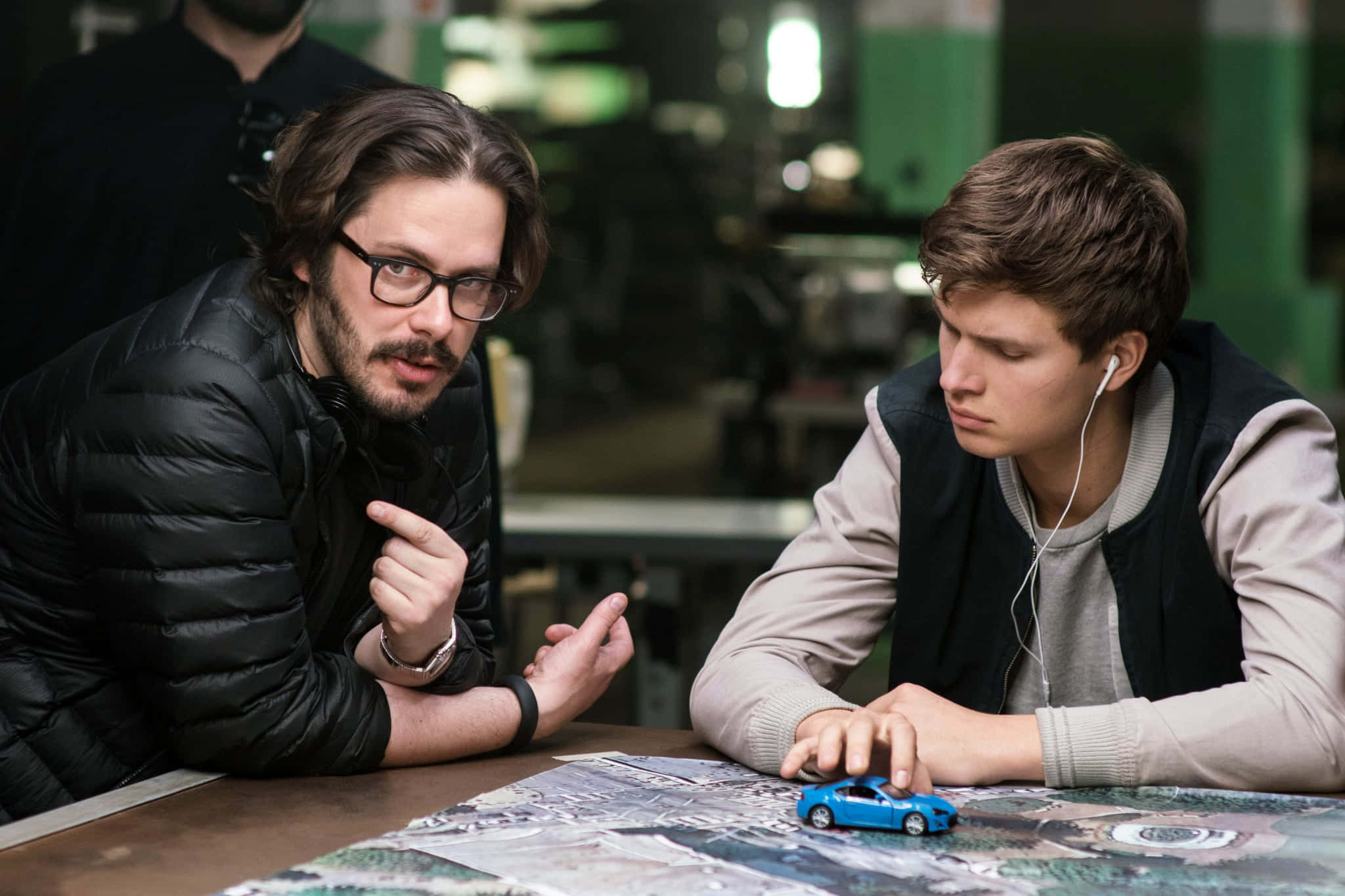 Baby Driver, blue toy car, map, Full HD Desktop Wallpaper