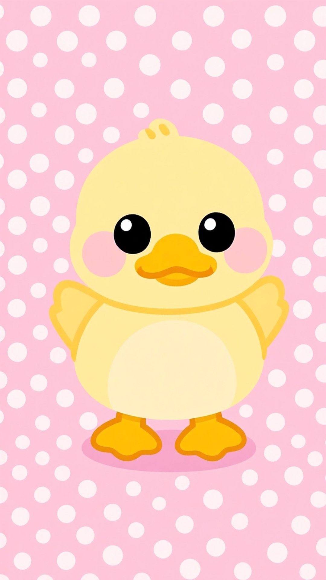 kawaii duckling character, yellow cartoon duckling, big black eyes, Full HD Phone Wallpaper