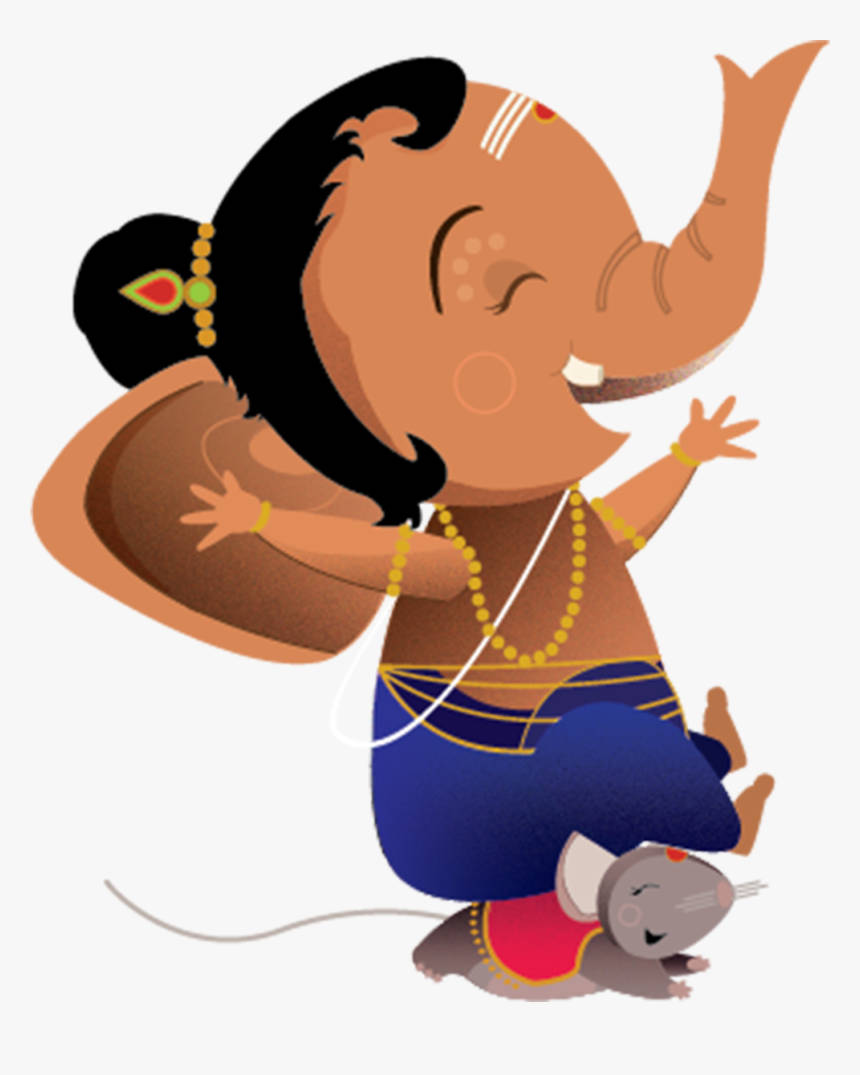 Baby Ganesh, cartoon elephant god Ganesha, mouse companion, SD Phone Wallpaper