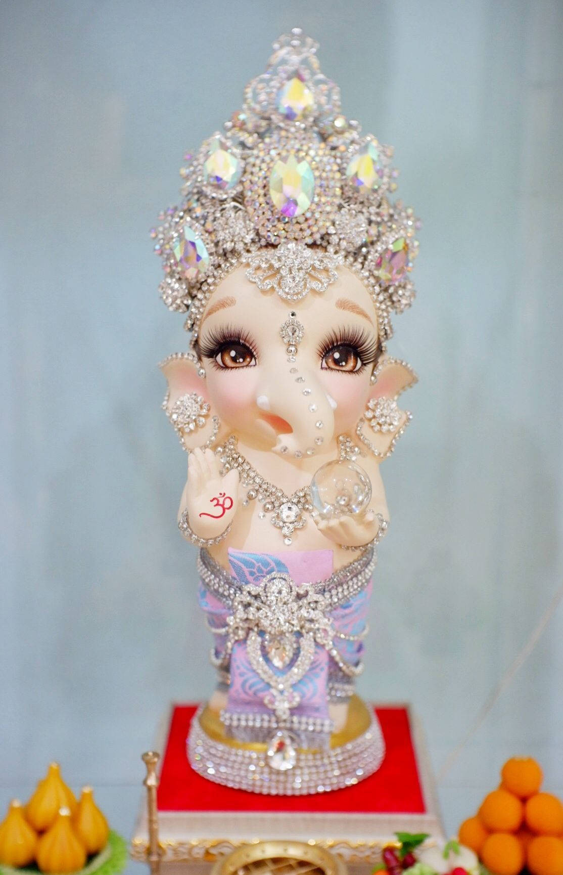 Baby Ganesh, diamond crown, rhinestones, HD Phone Wallpaper