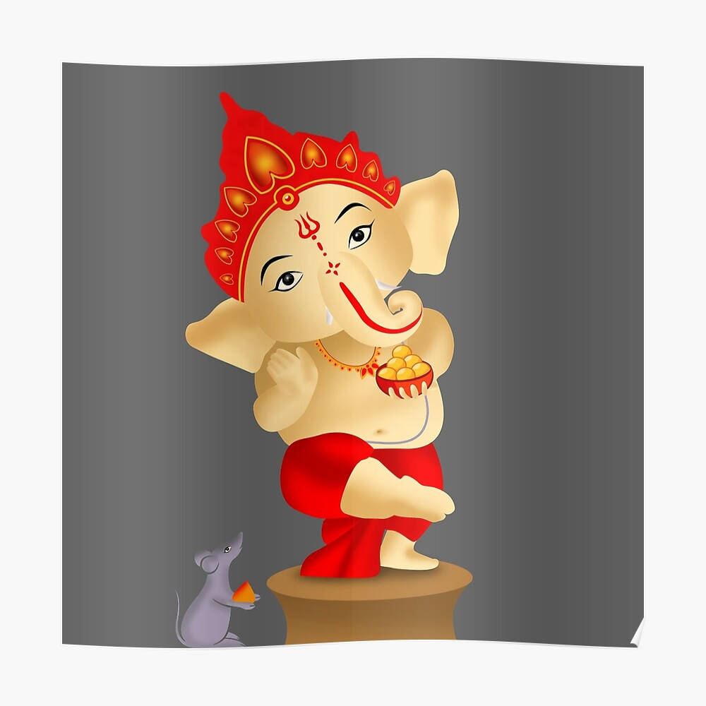 Baby Ganesh, red crown, dhoti, SD Desktop Wallpaper