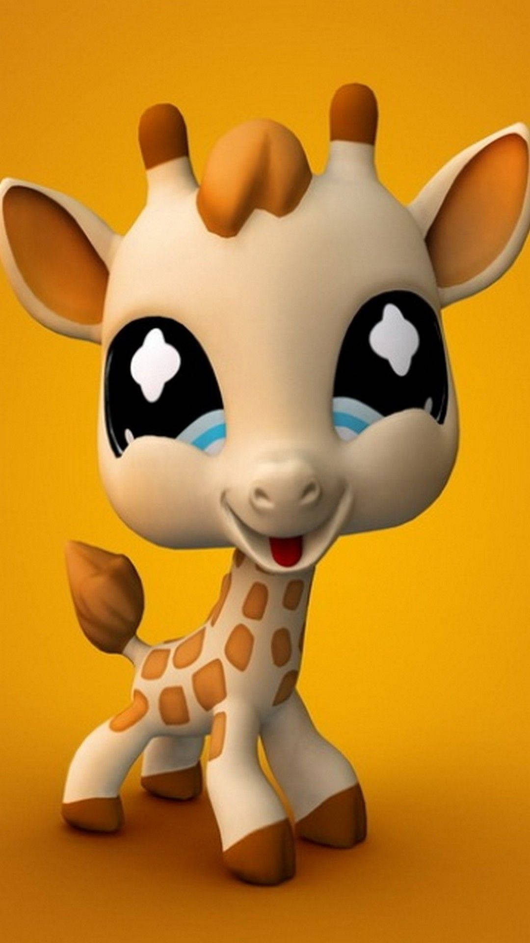 Cute Big-Headed Baby, cartoon giraffe, big eyes, Full HD Phone Wallpaper