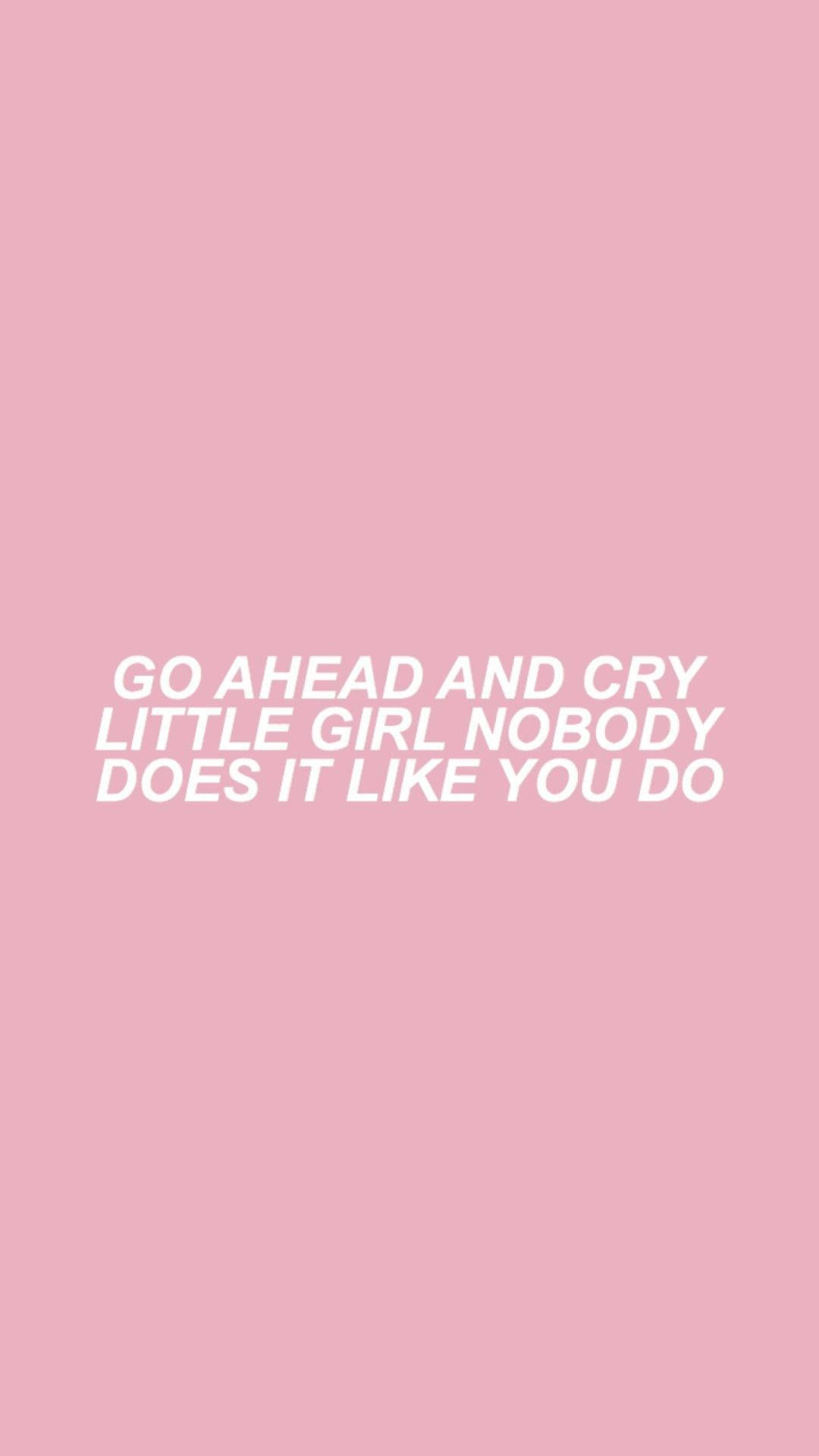 baby girl aesthetic, soft pink background, bold white text, Full HD Phone Wallpaper