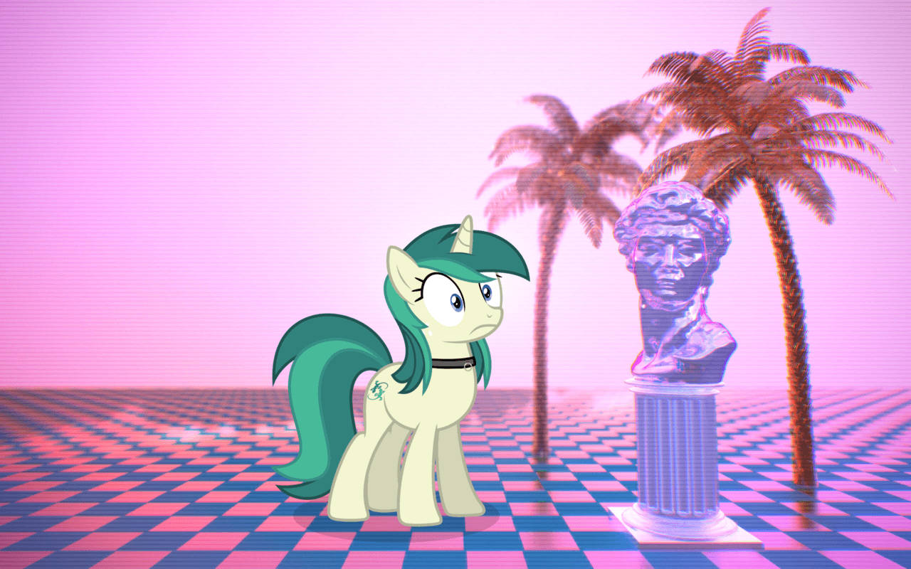 teal-haired pony, glowing bust, checkered floor, HD Desktop Wallpaper