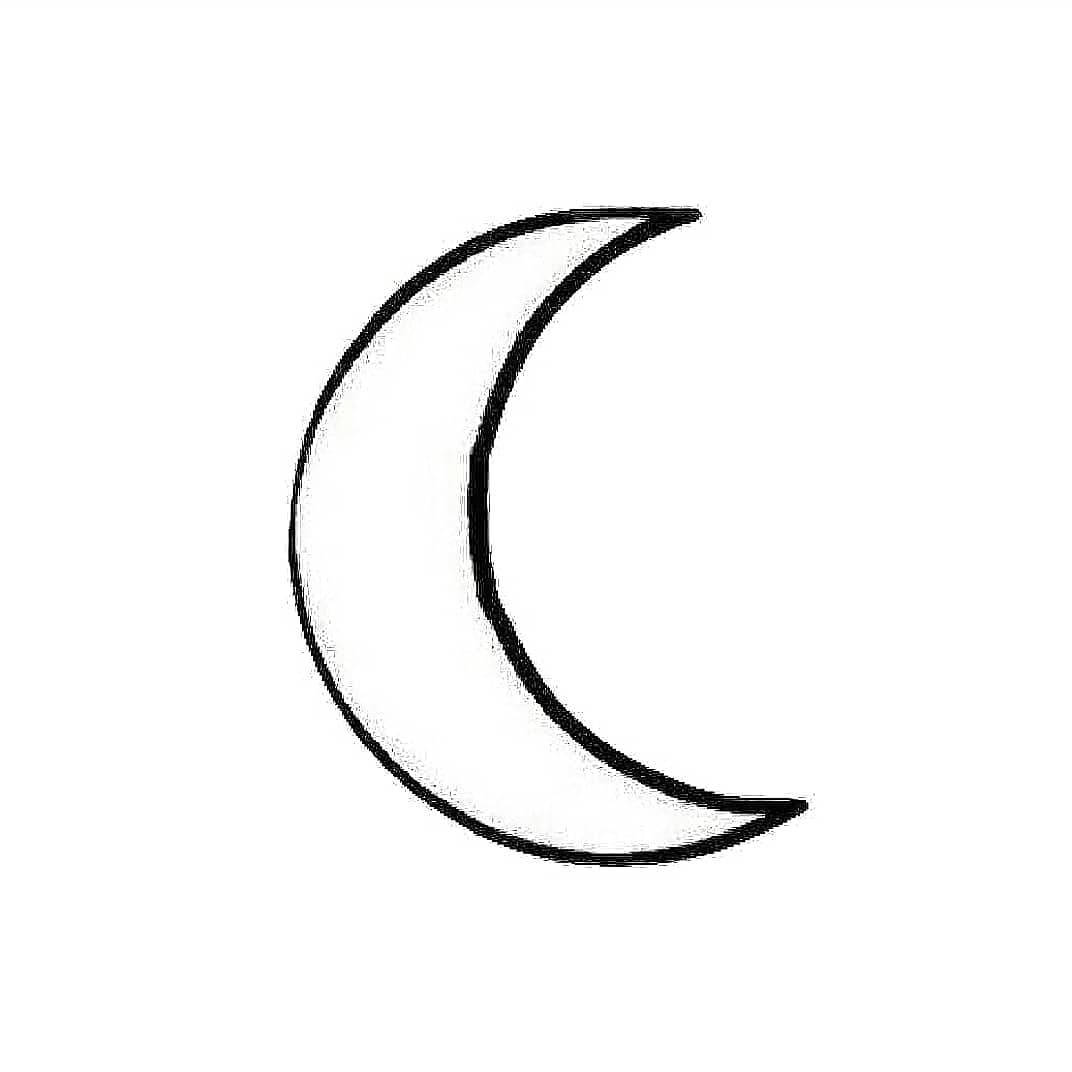 crescent moon, textured black lines, plain white background, SD Desktop Wallpaper