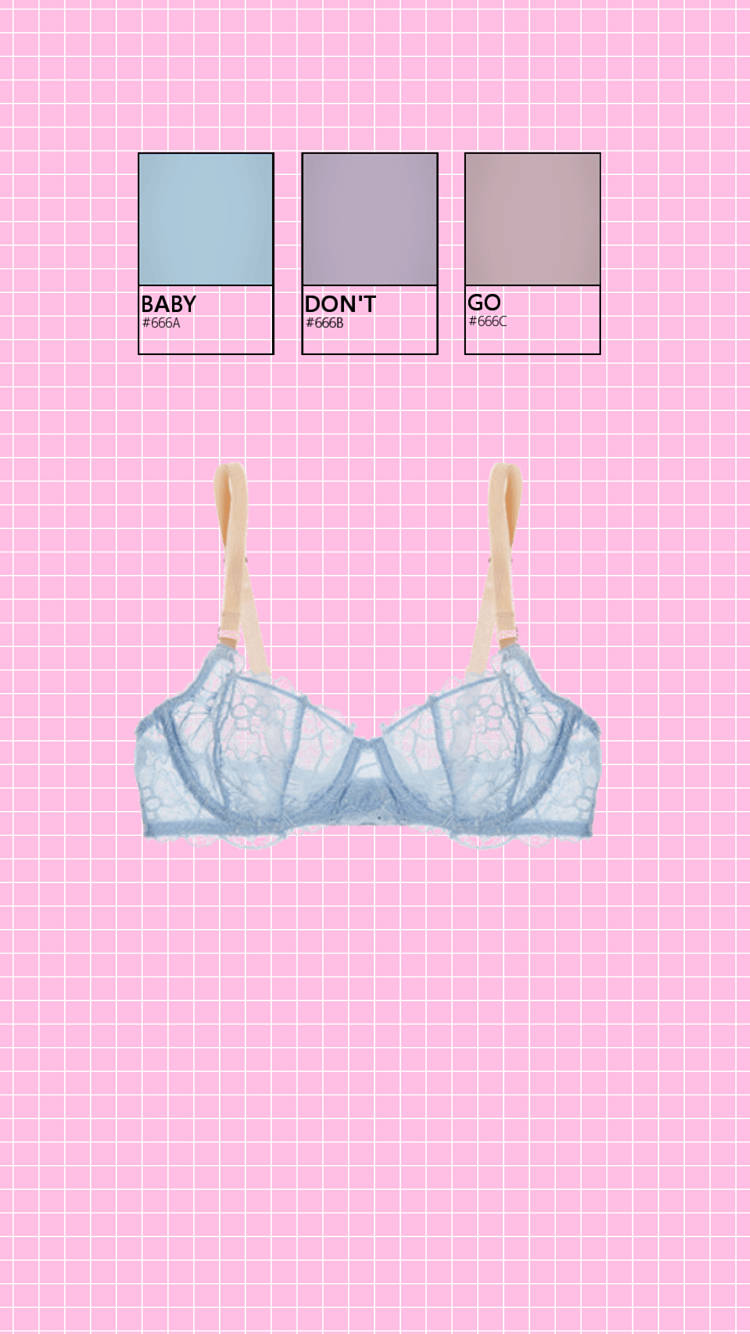 Baby Girl Aesthetic, blue lace bra, pink grid background, HD Phone Wallpaper