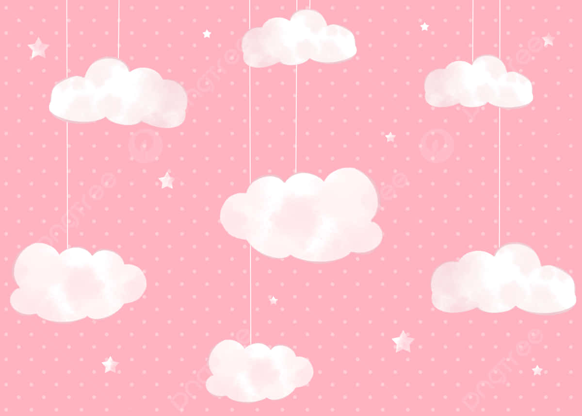 baby girl, pink dress, pink polka dot sky, SD Desktop Wallpaper