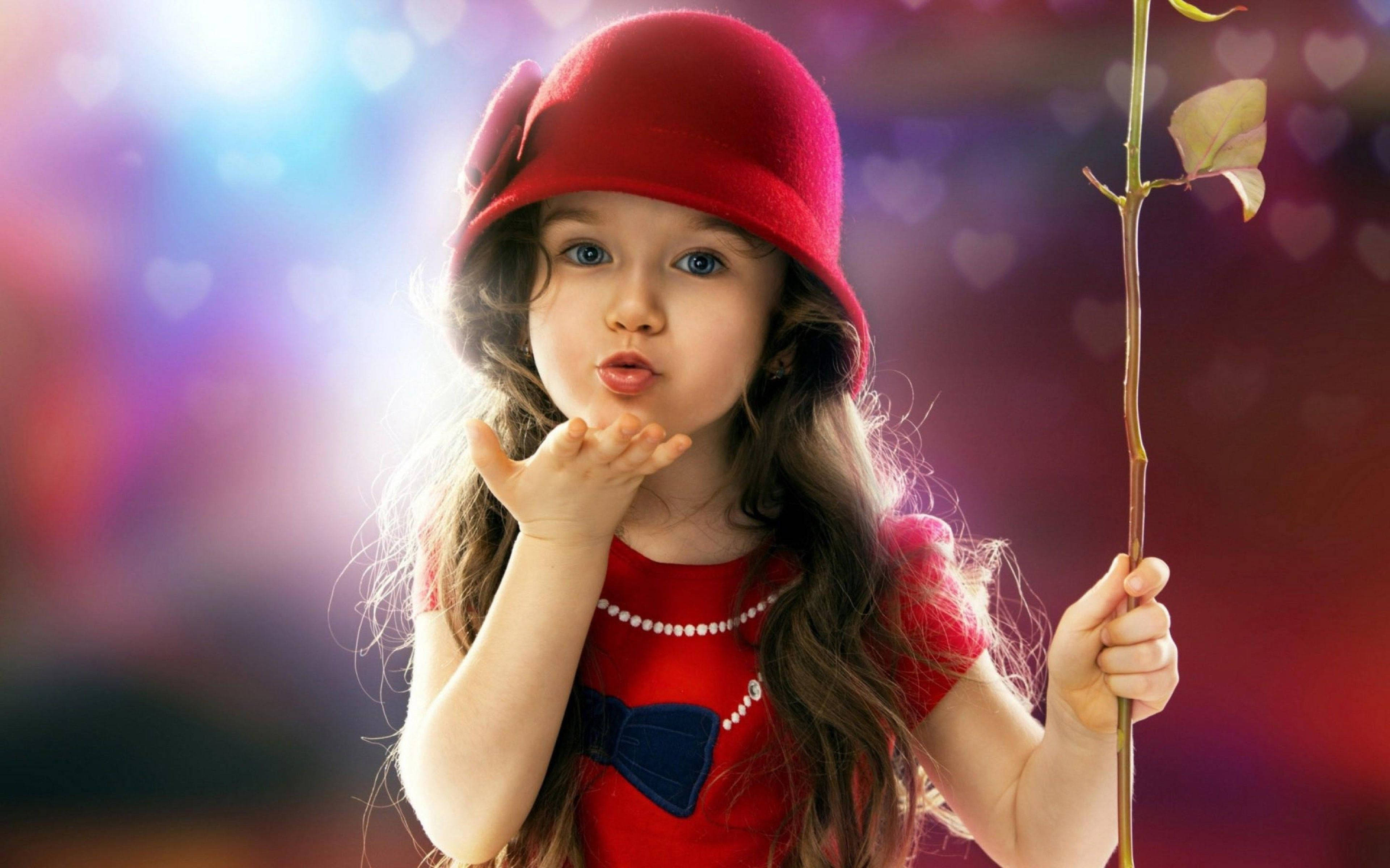 red hat, red dress, bare rose stem, 4K Desktop Wallpaper