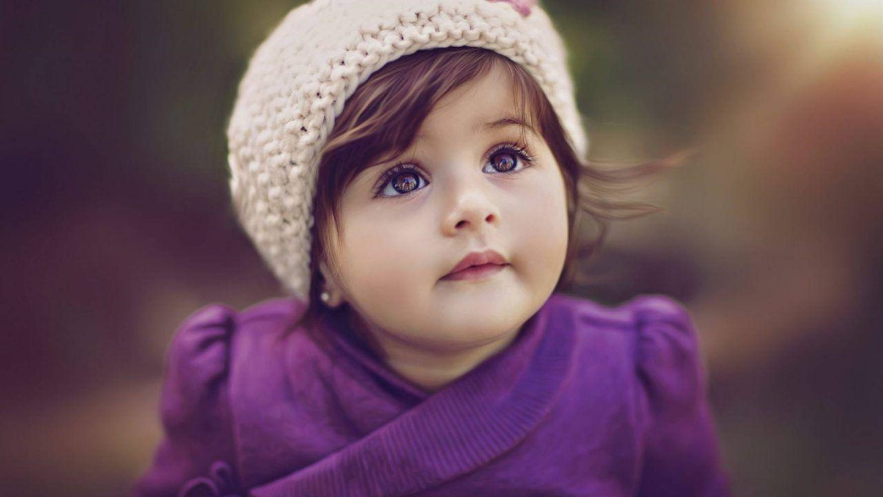 purple dress, baby girl, cream knit hat, HD Desktop Wallpaper