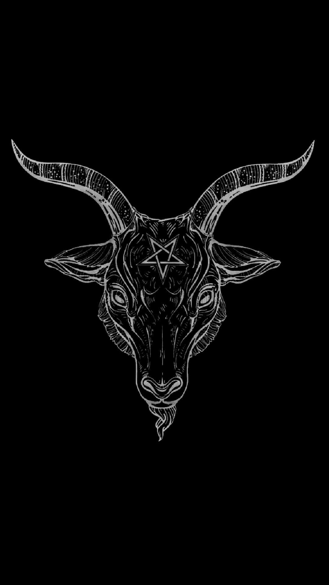 black aesthetic, goat, pentagram, Full HD Phone Wallpaper