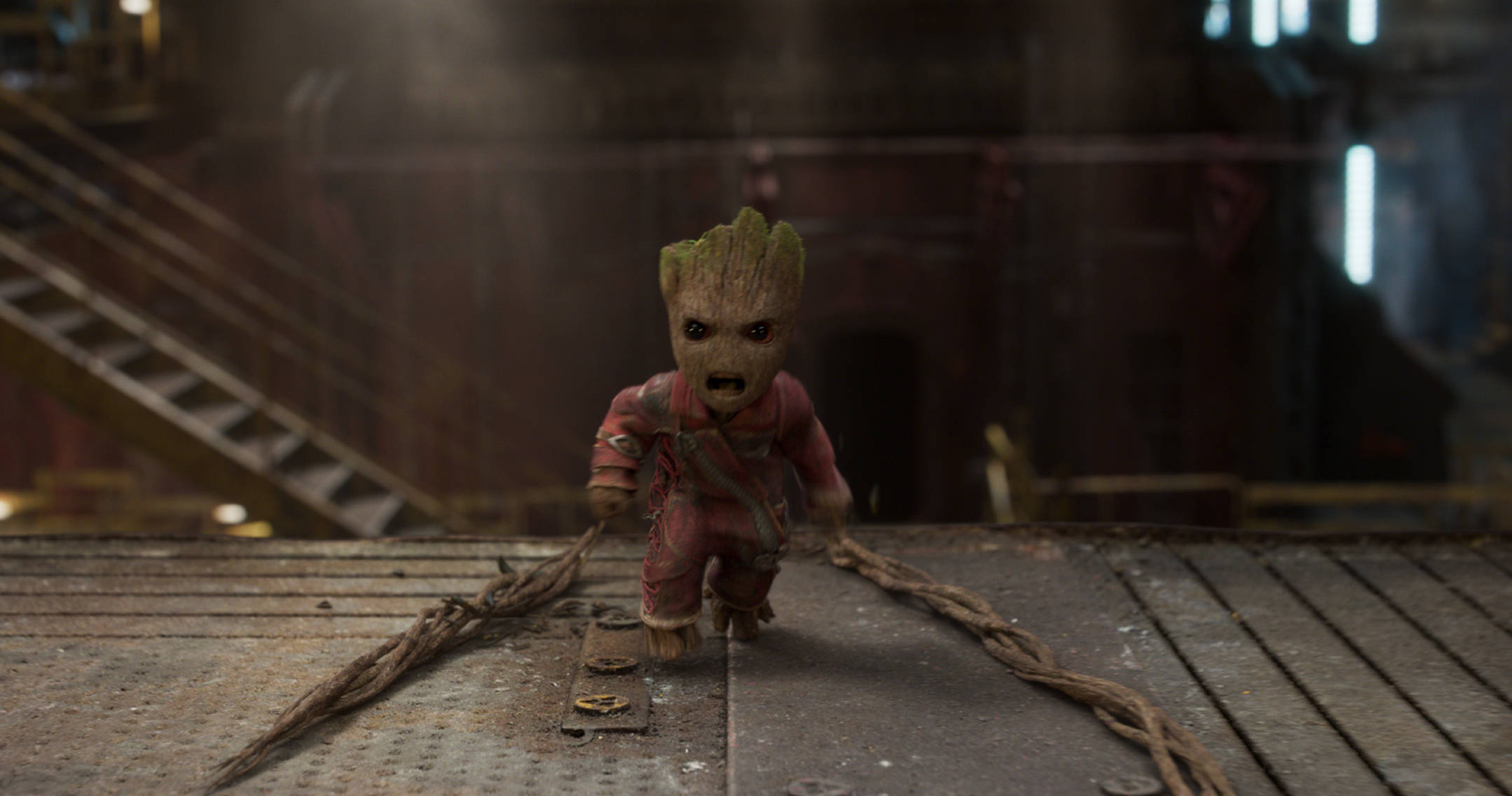 Baby Groot, red outfit, vines, Full HD Desktop Wallpaper