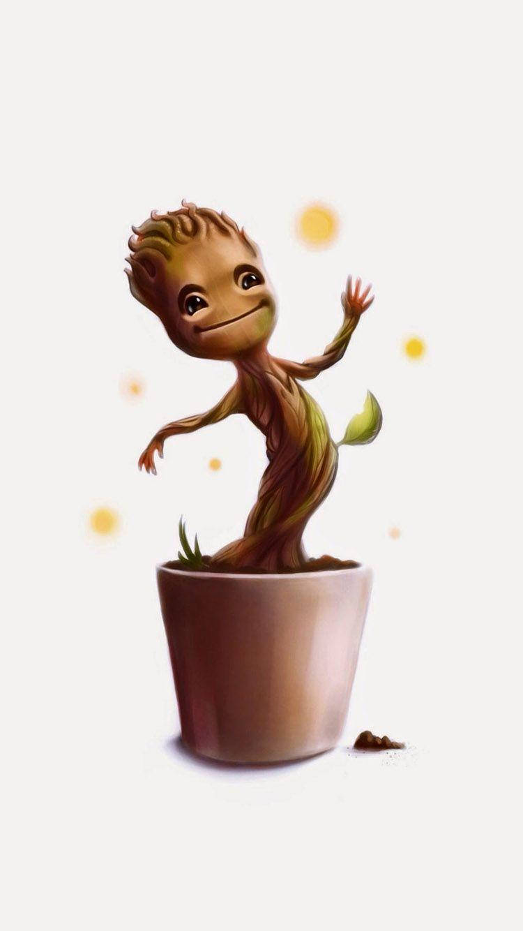 Baby Groot, terraco tta pot, glowing orbs, HD Phone Wallpaper