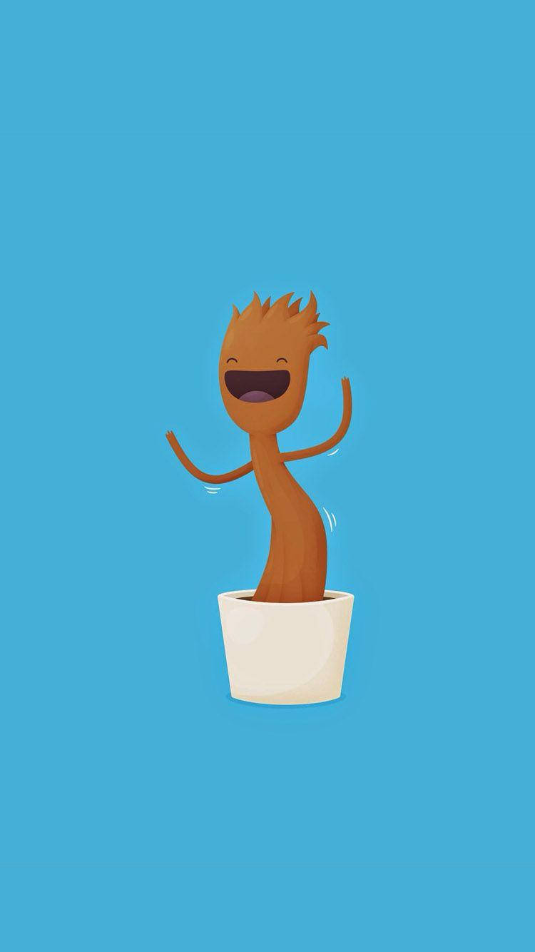 Baby Groot, spiky hair, white pot, HD Phone Wallpaper