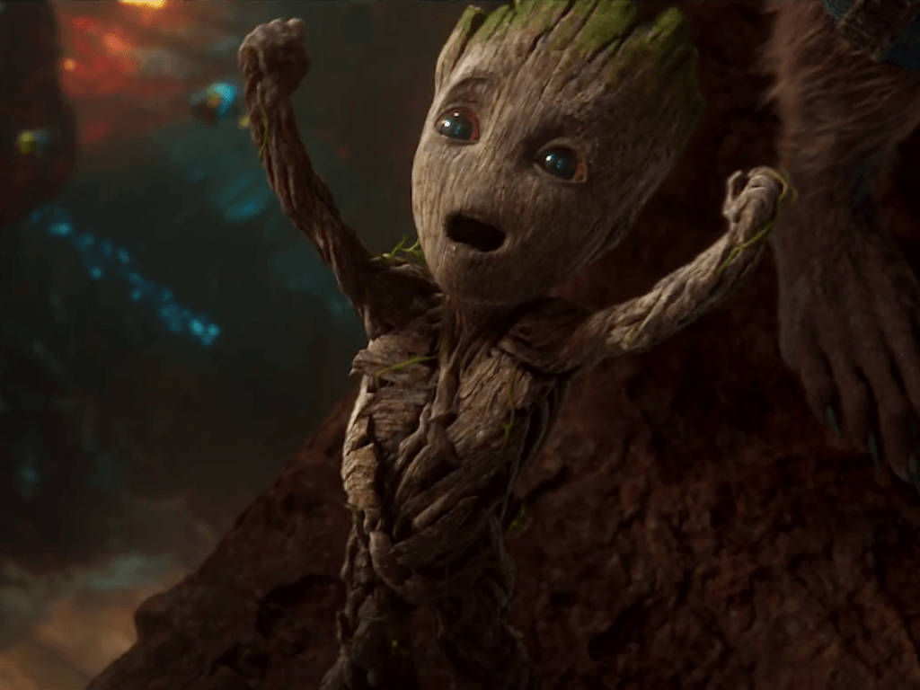 Baby Groot, mossy hair, wide eyes, SD Desktop Wallpaper