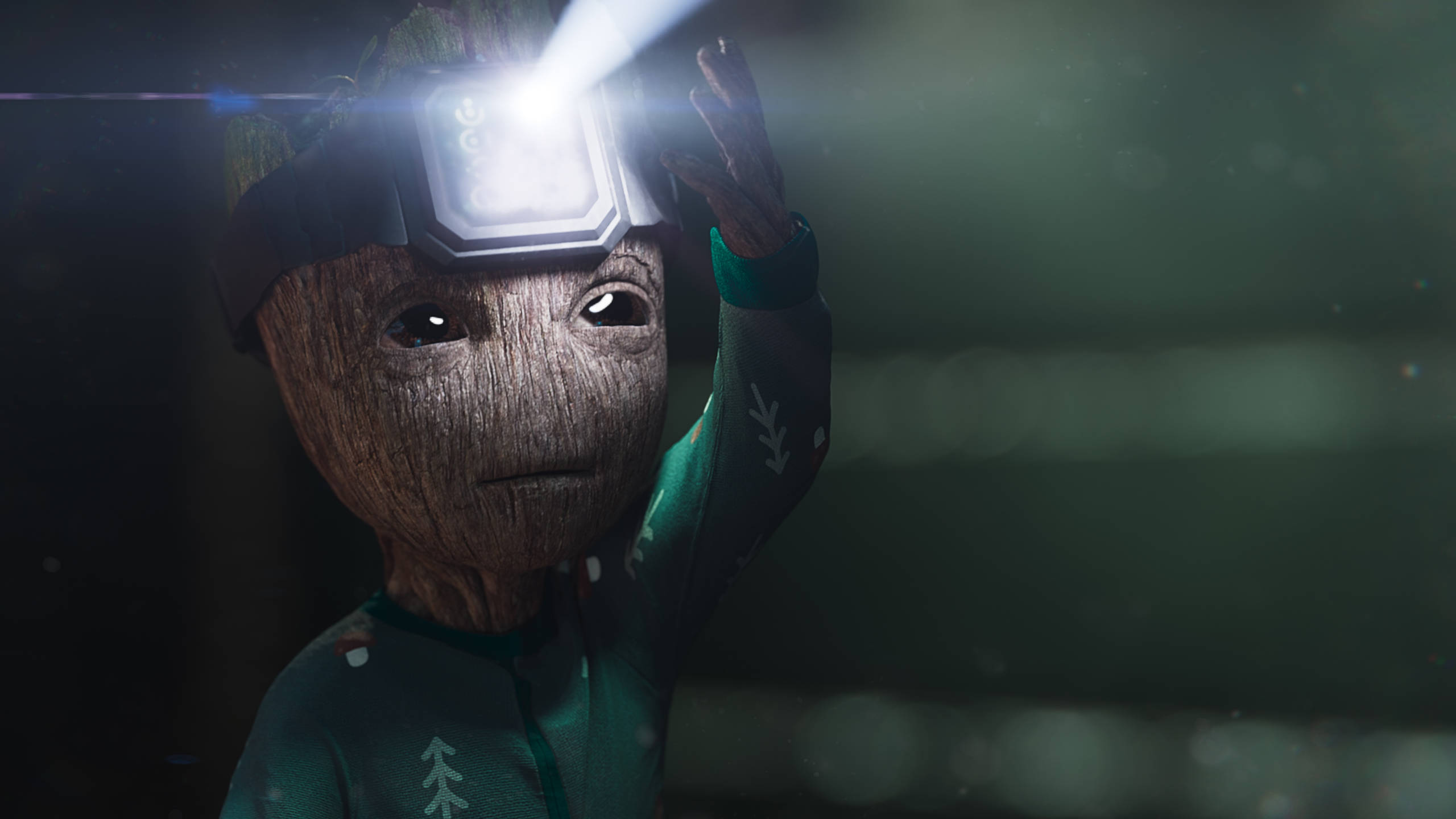 Baby Groot, headband light, headlamp, 2K Desktop Wallpaper