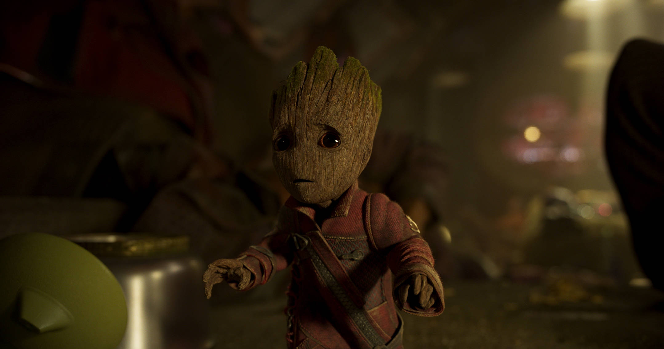 Baby Groot, red jacket, dimly lit, Full HD Desktop Wallpaper