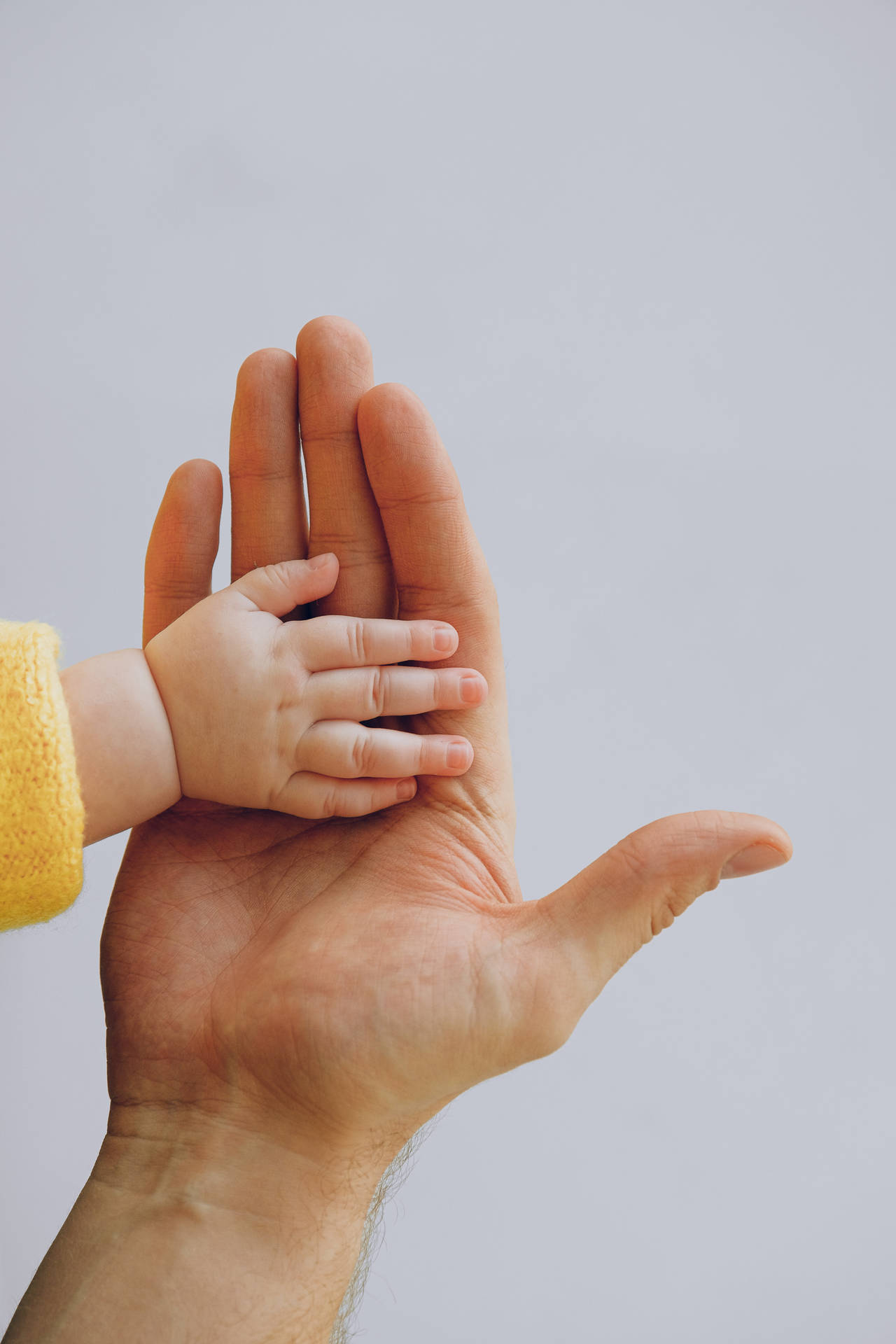 baby hand, palm, soft gray background, Full HD Phone Wallpaper