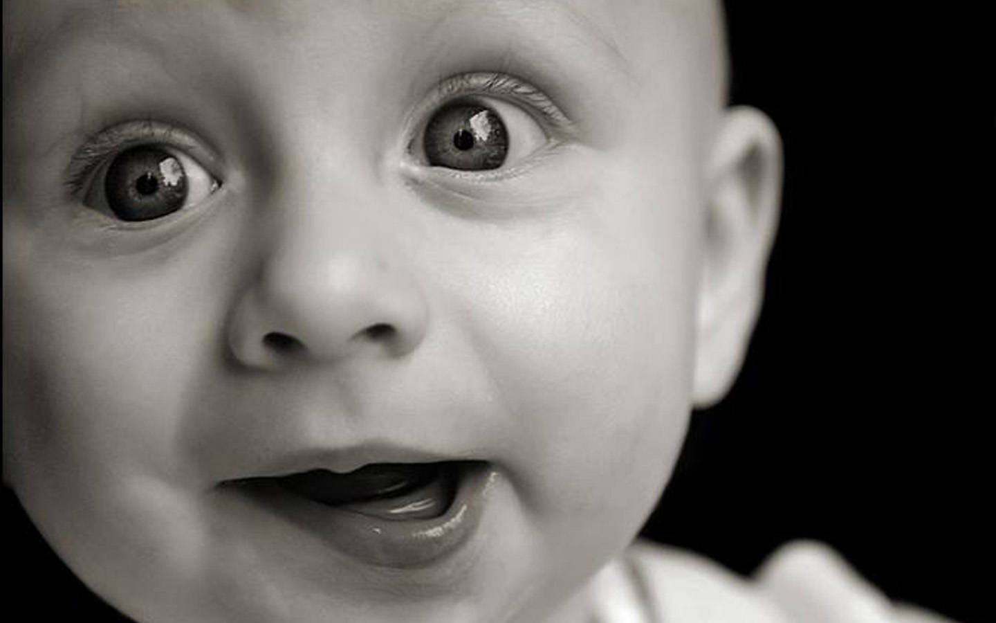 black and white aesthetic, baby, wide eyes, HD Desktop Wallpaper