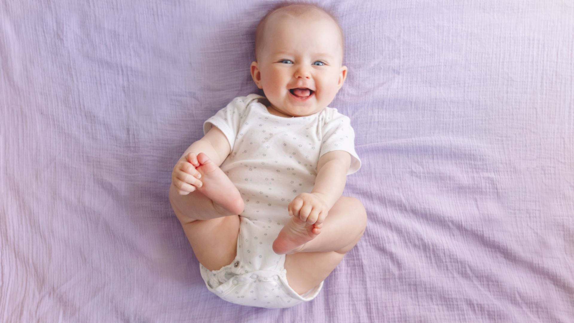 baby, bright blue eyes, soft lavender fabric, Full HD Desktop Wallpaper
