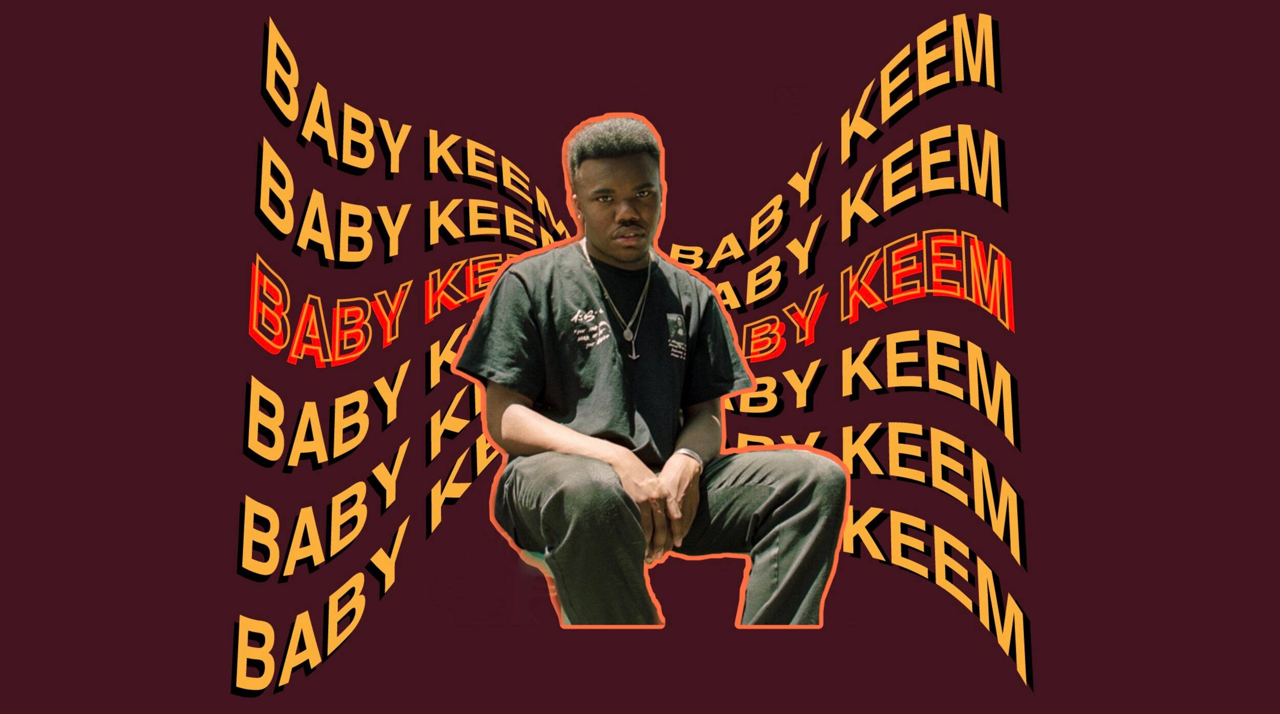 Baby Keem, maroon, bold yellow, Full HD Desktop Wallpaper