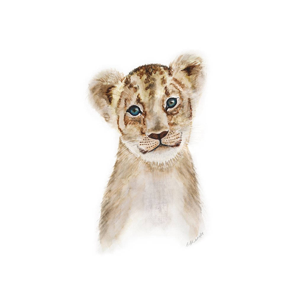 Baby Lion, watercolor portrait, young lion cub, SD Desktop Wallpaper