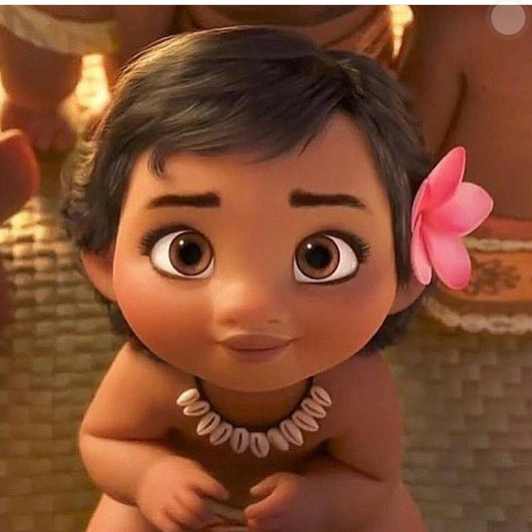Baby Moana, dark hair, pink flower, SD Desktop Wallpaper