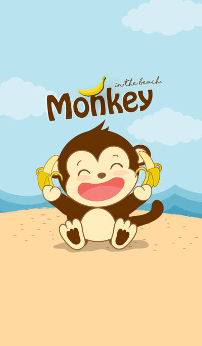 Baby Monkey, beach, sandy beach, SD Phone Wallpaper