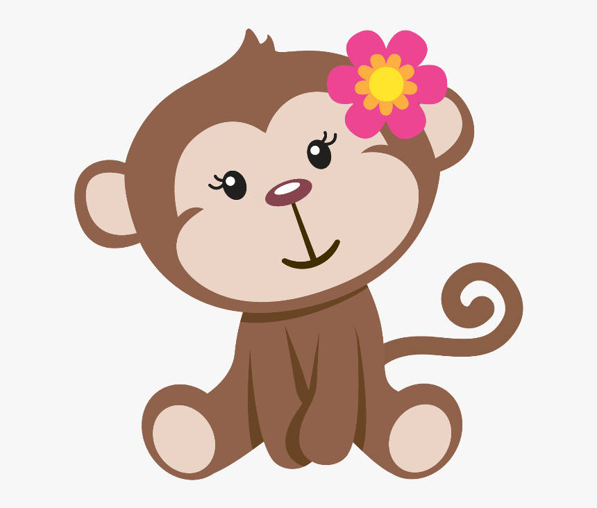 baby monkey, pink flower, smiling, SD Desktop Wallpaper