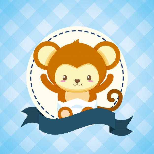 baby monkey, diaper, stitched circle, SD Desktop Wallpaper