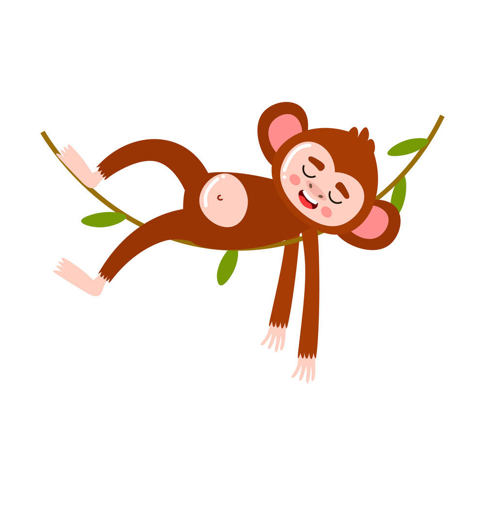 Baby Monkey, green branch, closed eyes, SD Phone Wallpaper