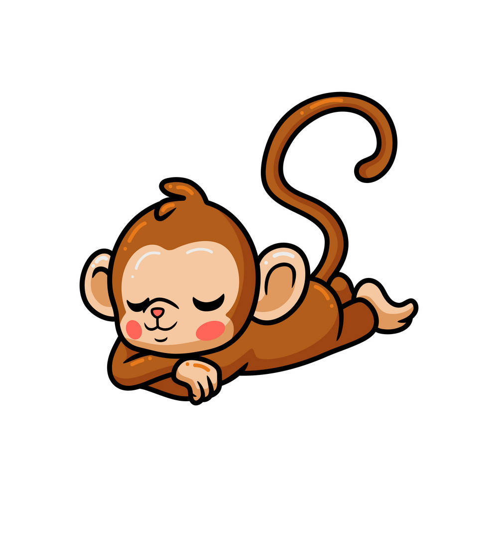 Baby monkey, cartoon monkey, closed eyes, SD Phone Wallpaper