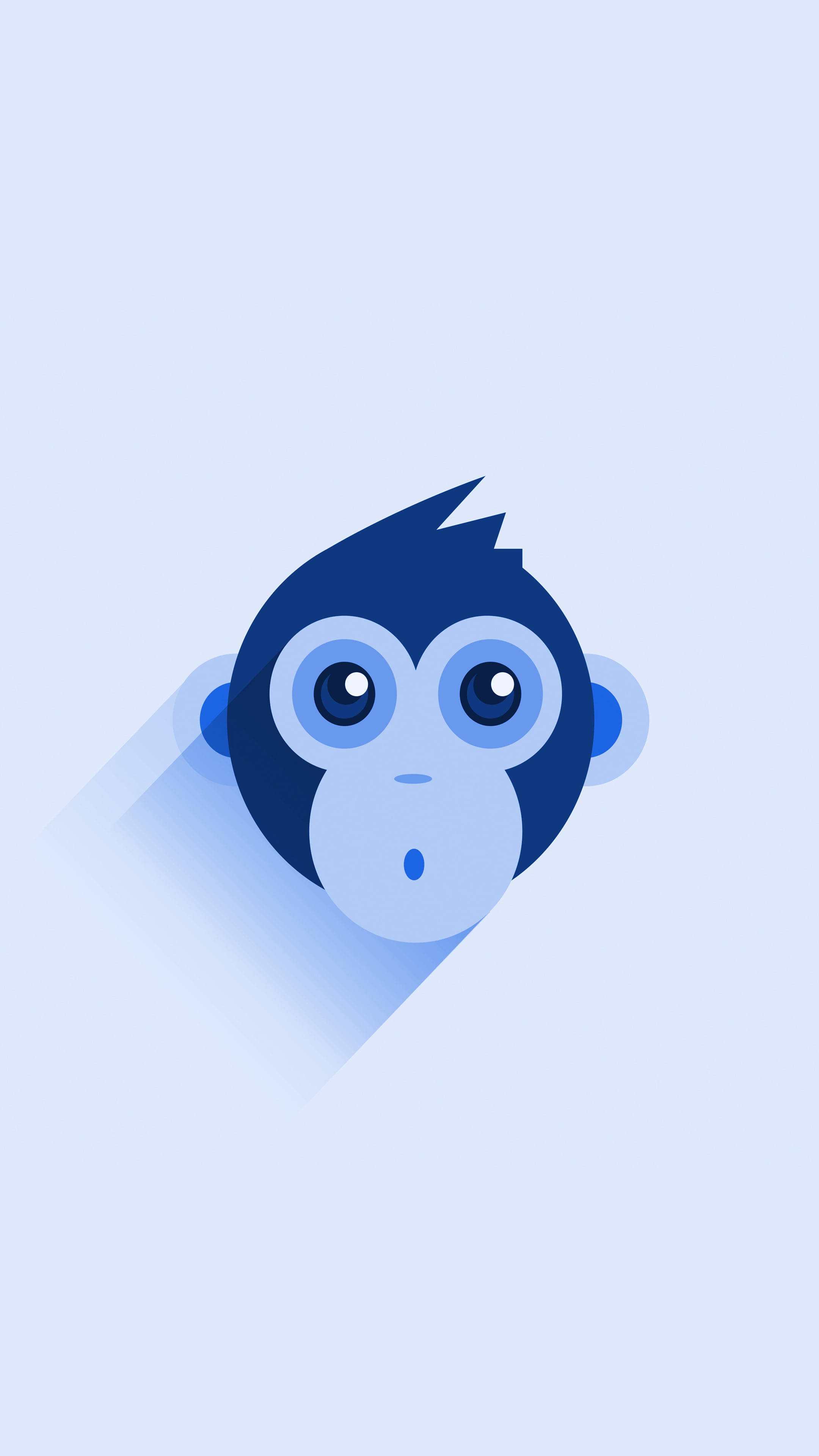 blue baby monkey, minimalist blue monkey face, large eyes, 4K Phone Wallpaper