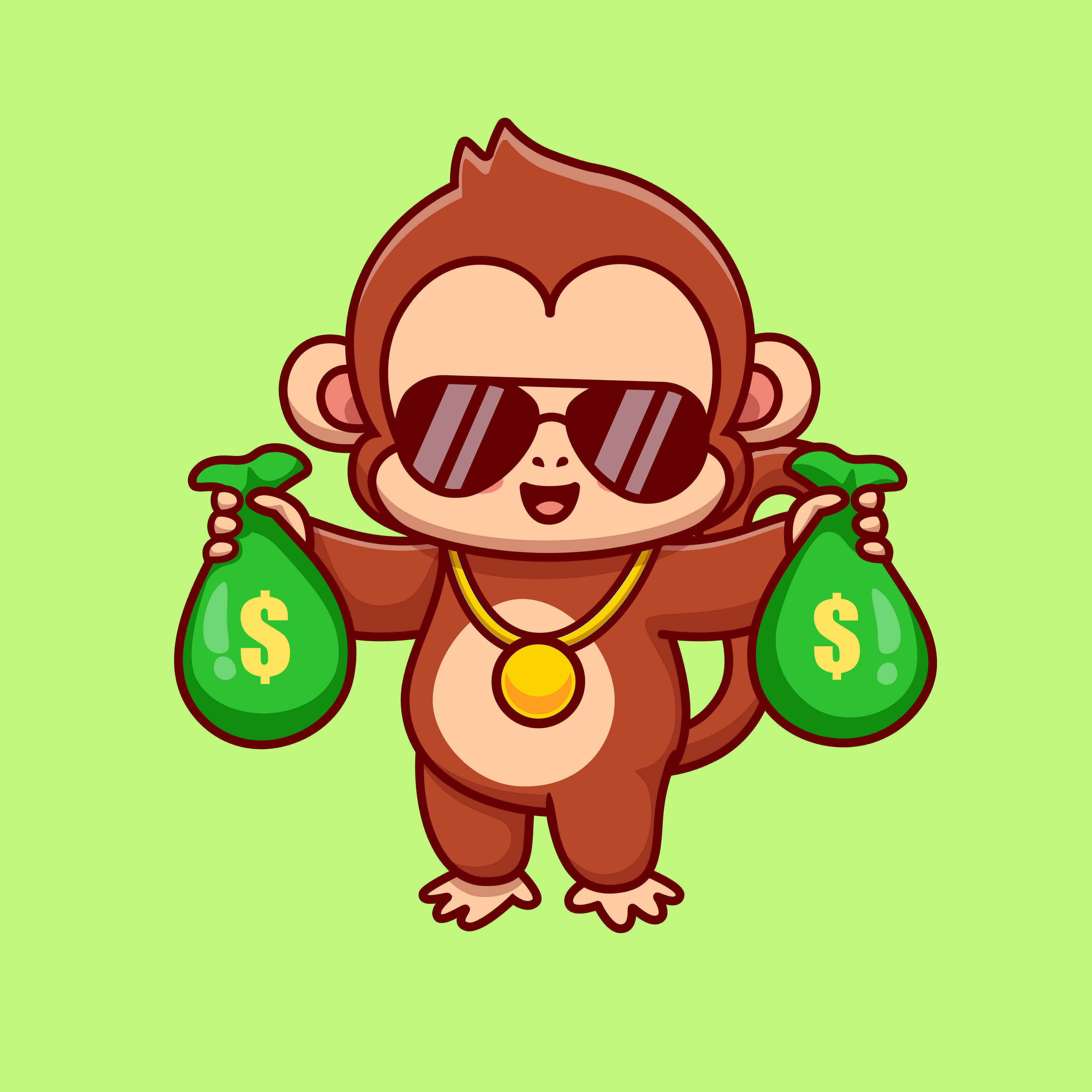 Cool Baby Monkey, sunglasses, gold chain, 4K Desktop Wallpaper