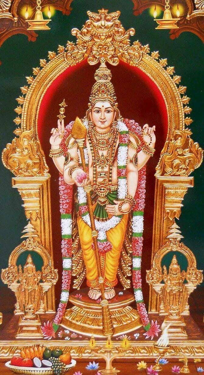 Baby Murugan, sacred golden throne, golden deity, SD Phone Wallpaper