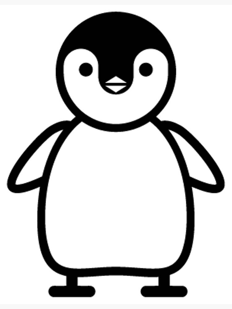 line art, baby penguin, black and white, SD Phone Wallpaper