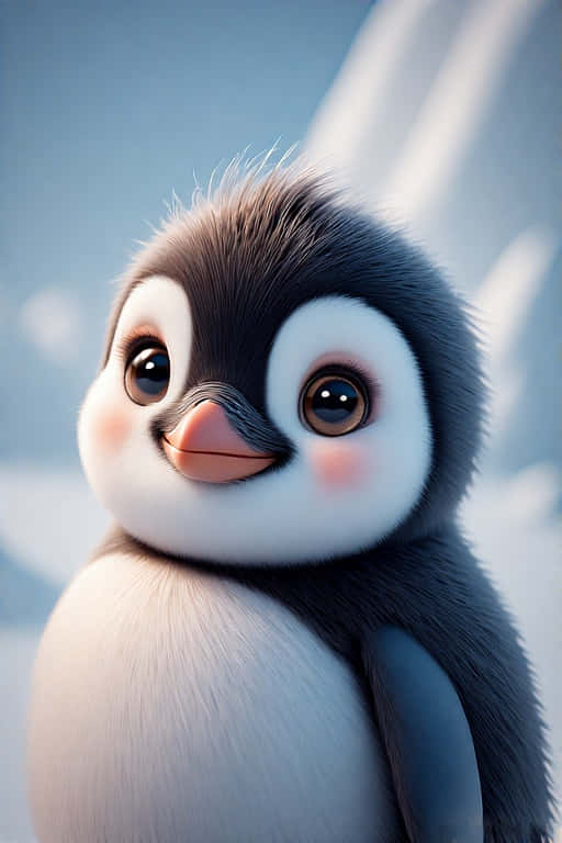 Baby Penguin, fluffy, big round eyes, SD Phone Wallpaper