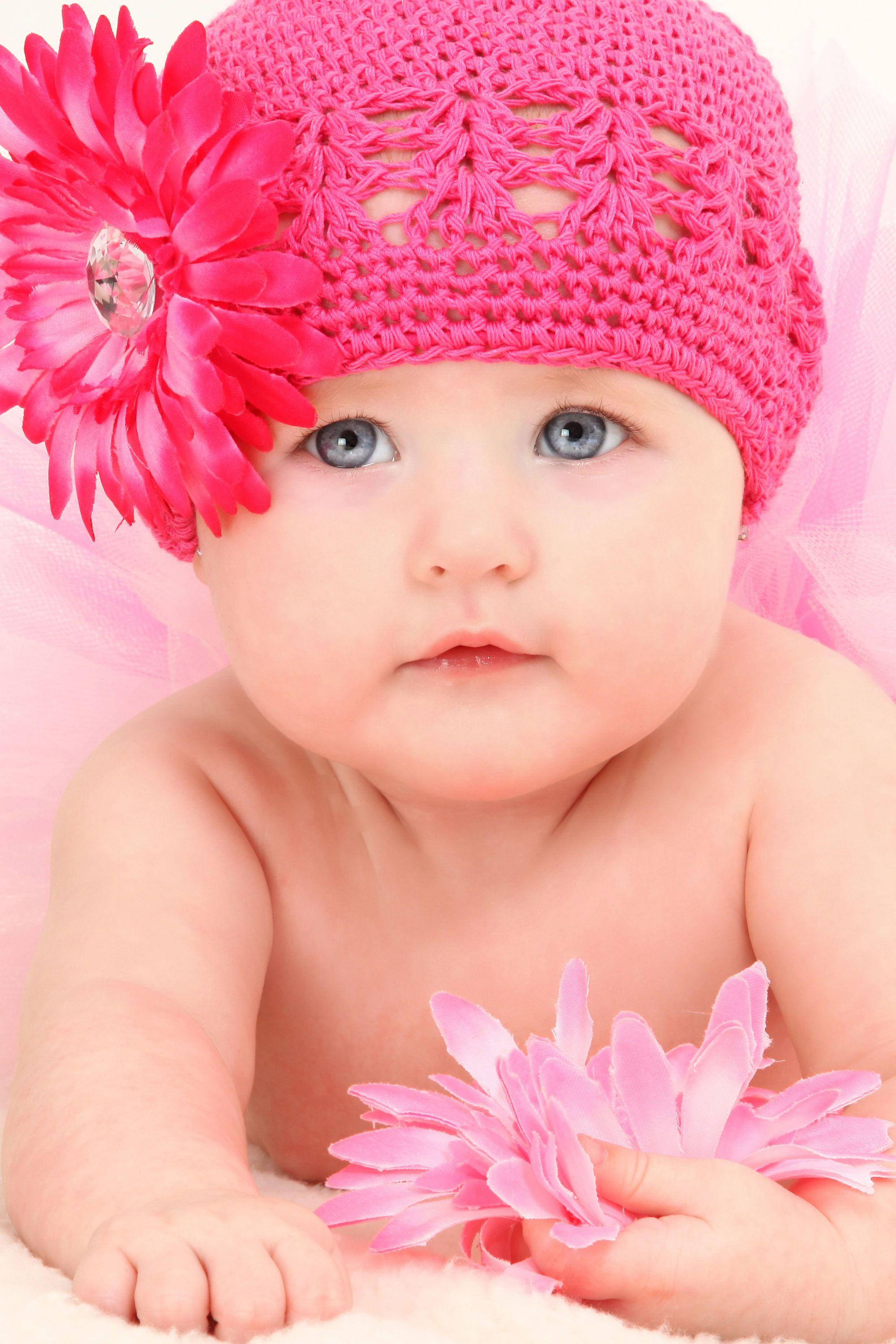 crochet bonnet, pink crocheted hat, large pink flower, 2K Phone Wallpaper