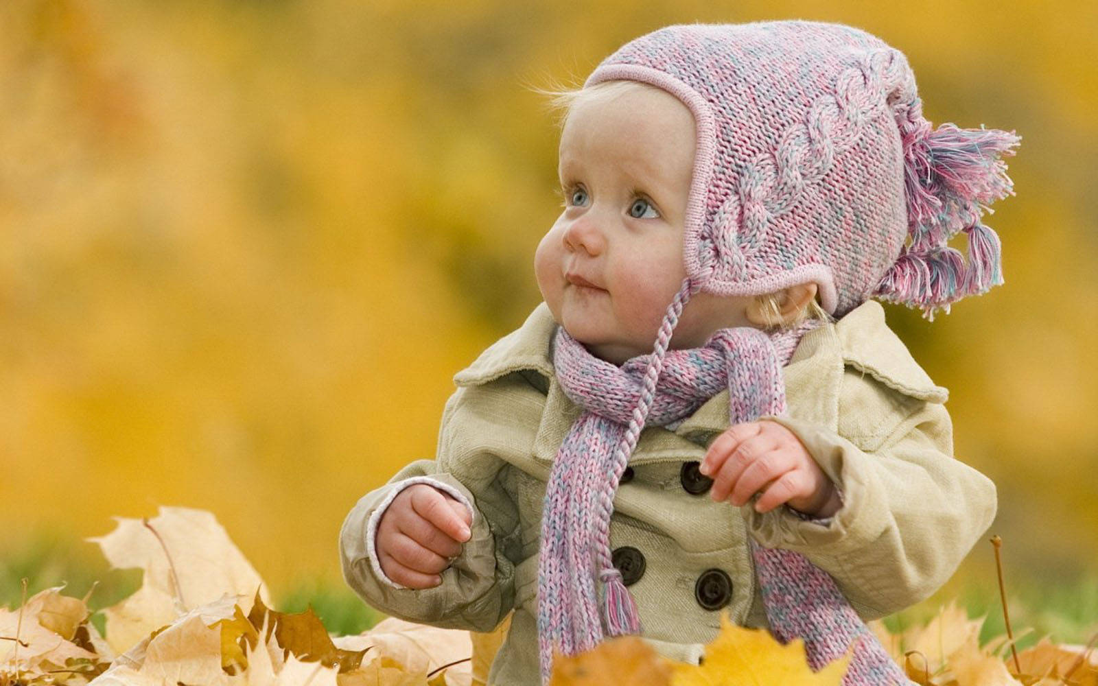 baby, pink knit hat, scarf, HD Desktop Wallpaper