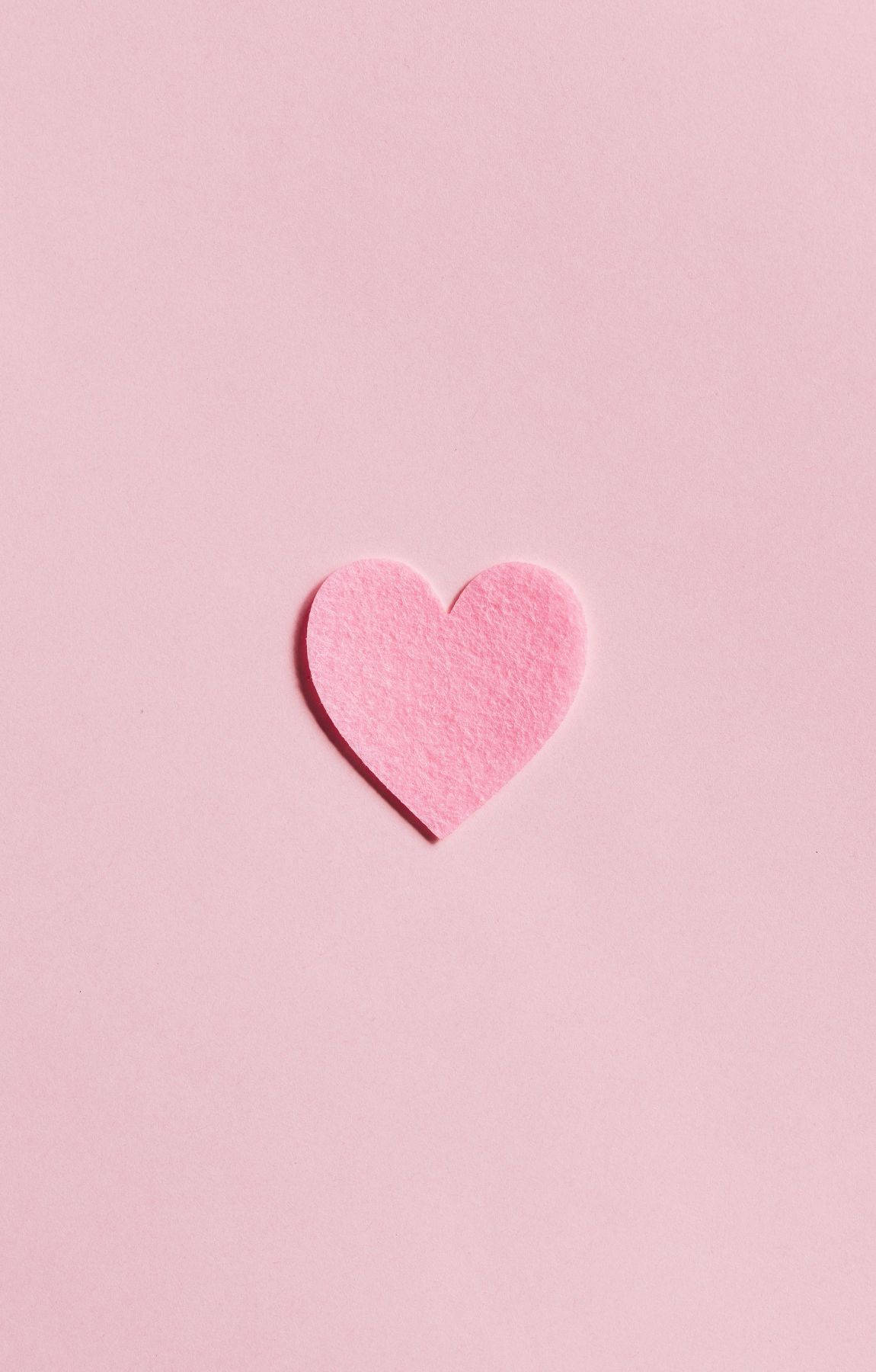 minimalist baby pink heart, soft pink felt heart, pastel pink textured background, HD Phone Wallpaper